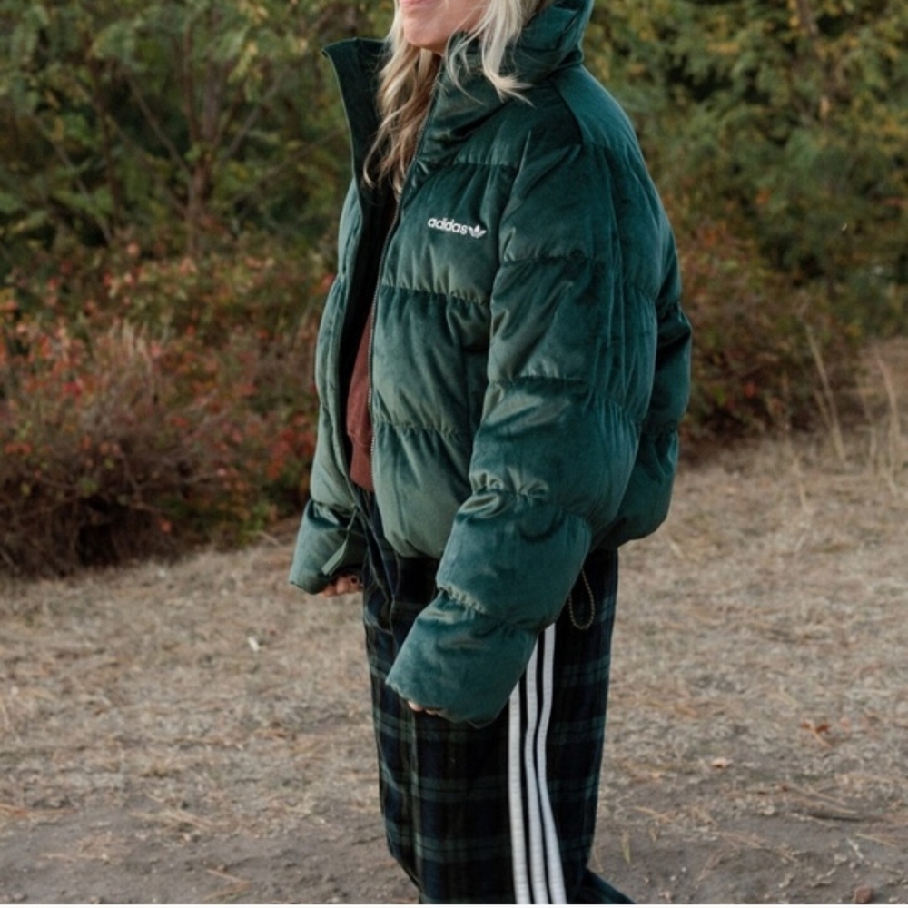 NWT Adidas Dark Teal Velvet Down Jacket